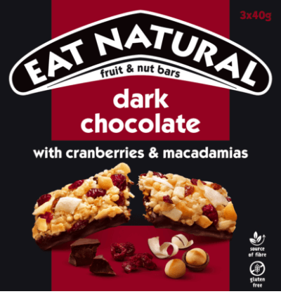 Dark chocolate with cranberries and macadamias