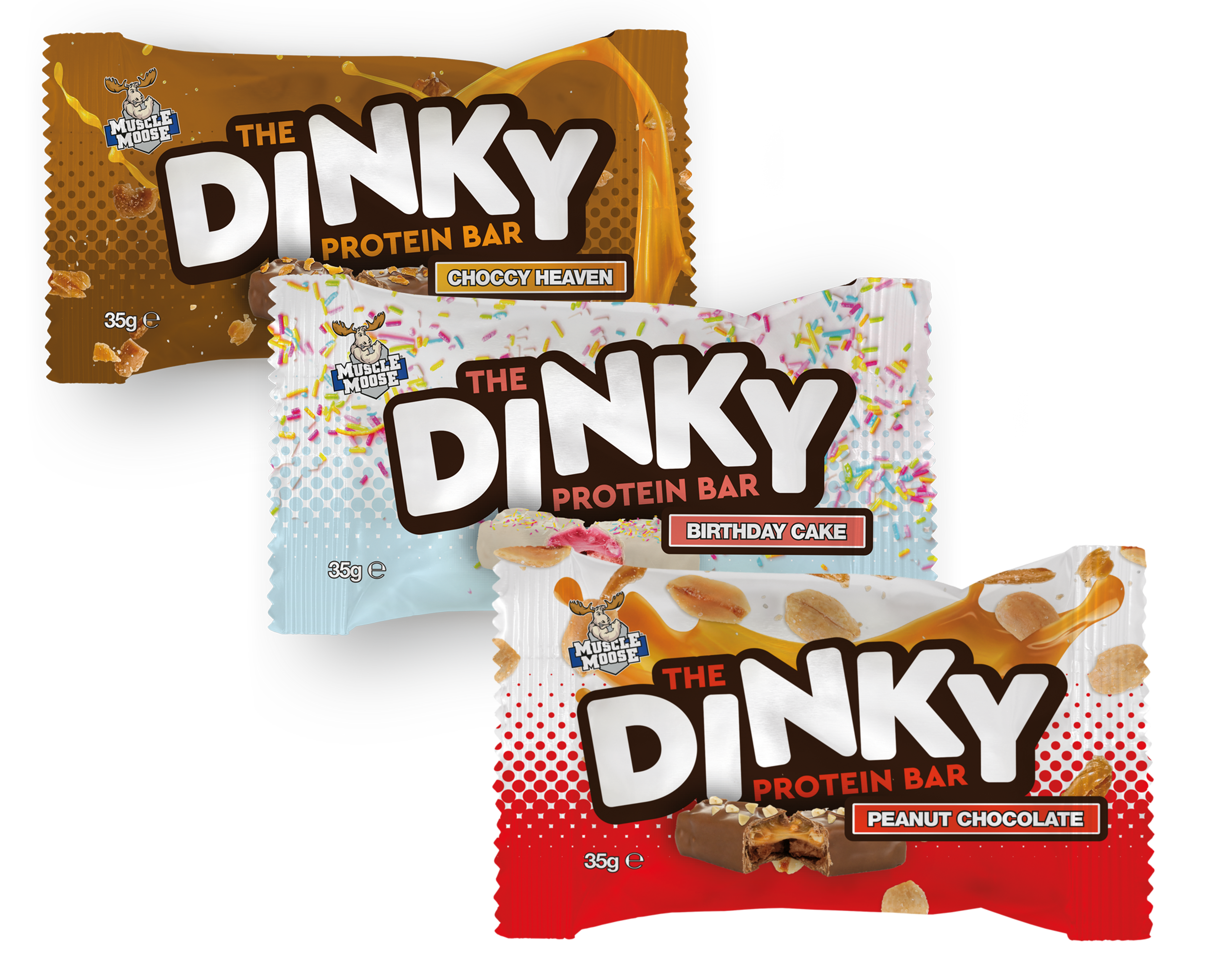 The Dinky Protein Bar Mixed Box – 3 x White Chocolate Cookie, 3 x Peanut Chocolate, 3 x Choccy Heaven & 3 x Birthday Cake