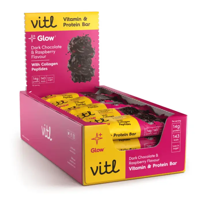 Vitl Dark Chocolate And Raspberry flavour Vitamin & Protein Bar 40g - Case Of 15