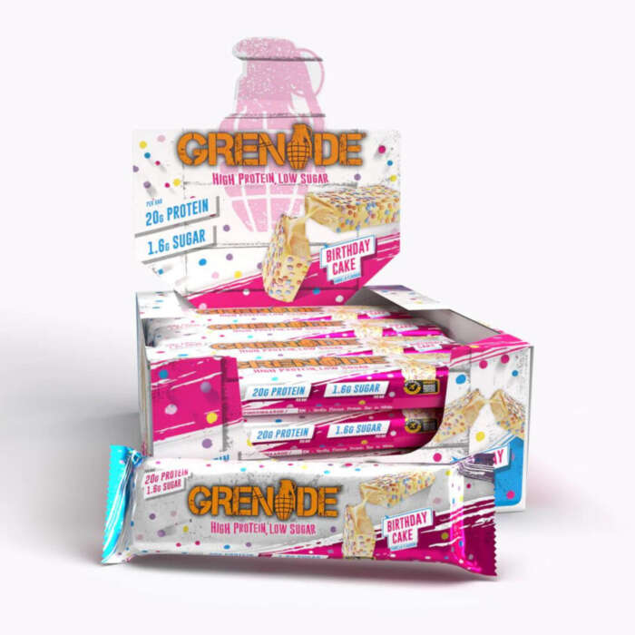 Grenade High Protein, Low Sugar Bar - Birthday Cake, 12 x 60 g