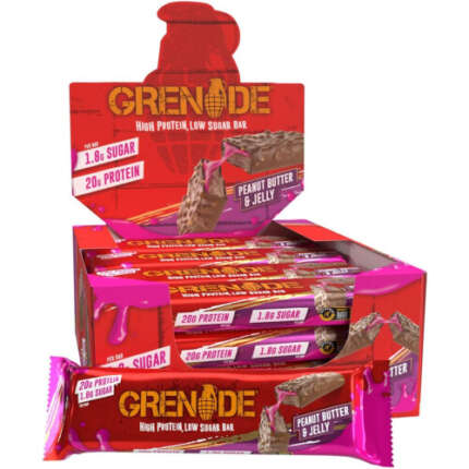 Grenade High Protein, Low Sugar Bar - Peanut Butter & Jelly, 12 x 60 g